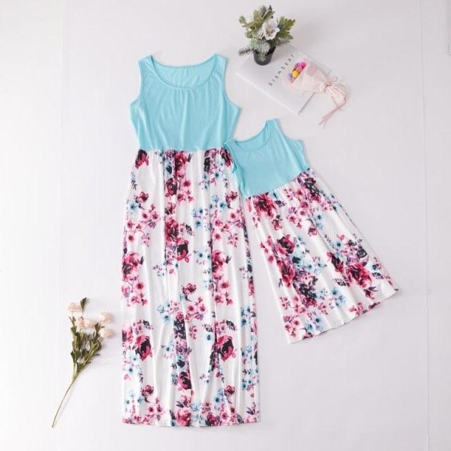 Floral Long Dresses for Mother and Daughter