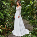 Bohemian Chiffon Long Sleeve Plus Size Wedding Dress – Flowy Romantic Design, Custom Made