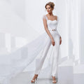Sweetheart Bridal Jumpsuit with Sash & Sweep Train, Custom Made