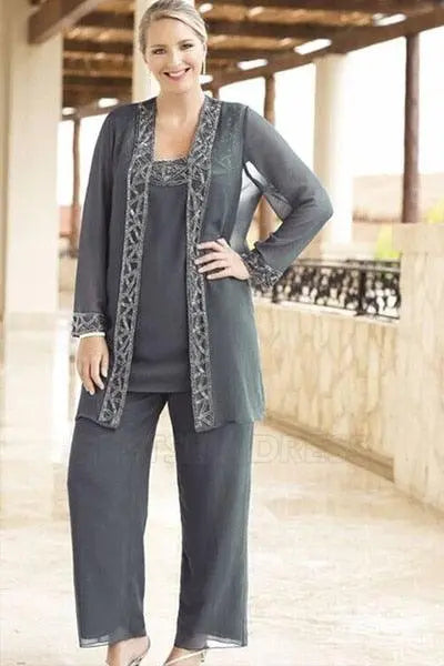 Elegant Sequined Mother of Bride Pant Suit with Jacket