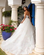 Backless Princess Wedding Dress – Sequined & Beaded Bodice Luxury Bridal Gown, Custom Made