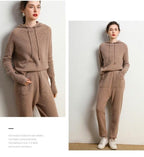 Autumn and Winter Women's Cashmere Hooded Sweater(Pants Not Included)