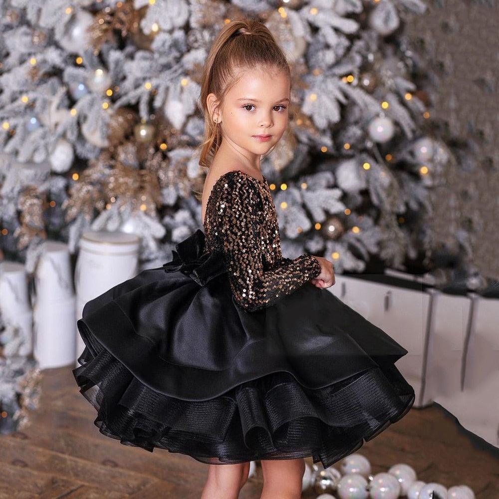 Half-Sleeve Flower Girl Party Dress