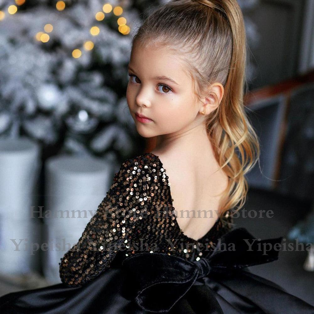 Half-Sleeve Flower Girl Party Dress