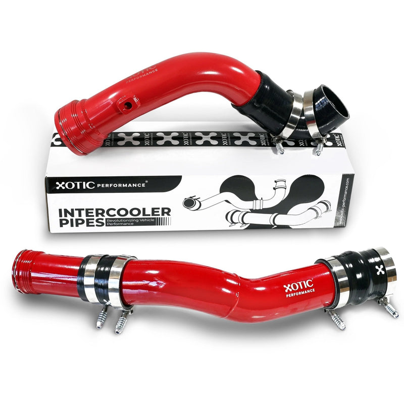 Red Turbo Intercooler Hot & Cold Charge Pipe Combo For 2011-2016 Ford Power Stroke 6.7L