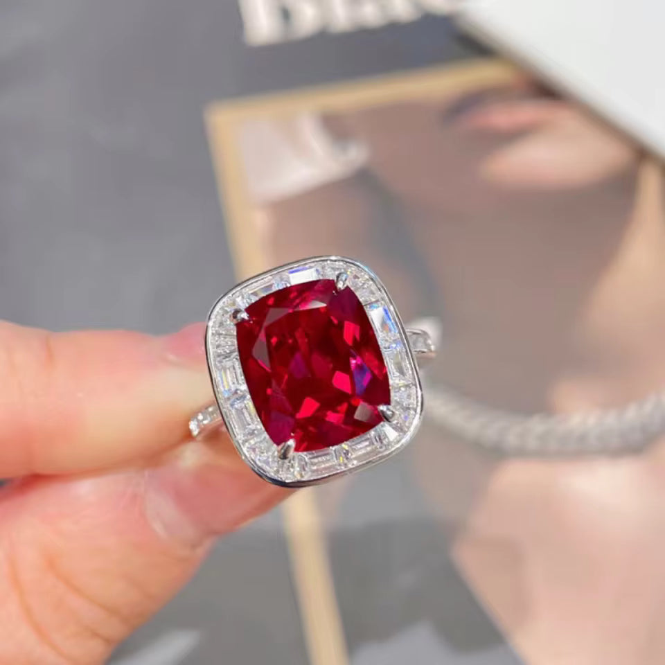 Fine Jewelry 925 Sterling Silver Gold-Plated Pendant Necklace with Cultivated Pigeon Blood Ruby  |  An Elegant Gift for Women
