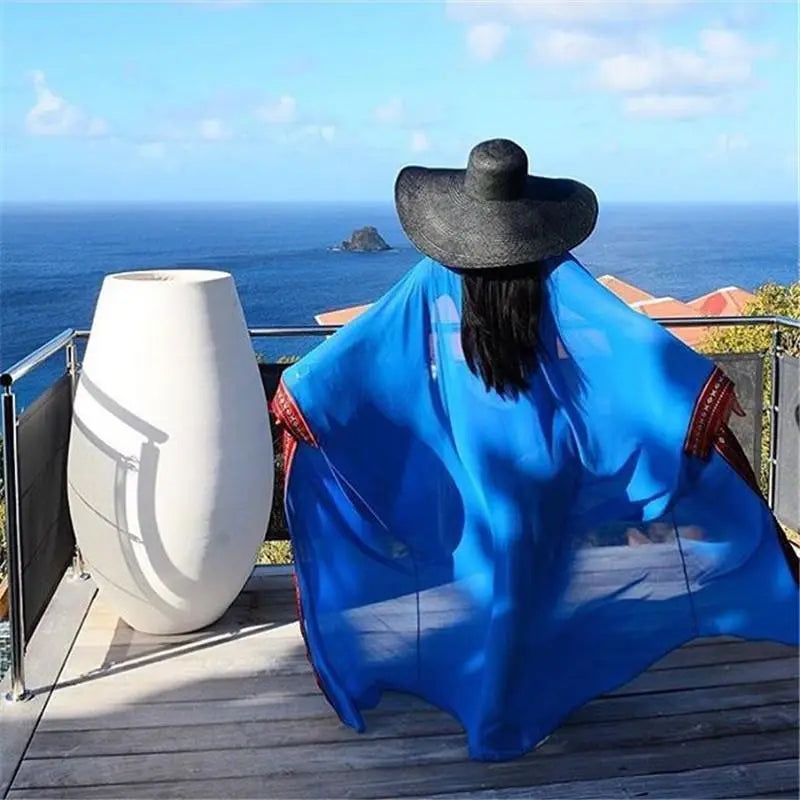 2020 See Through Embroidered Long Kimono