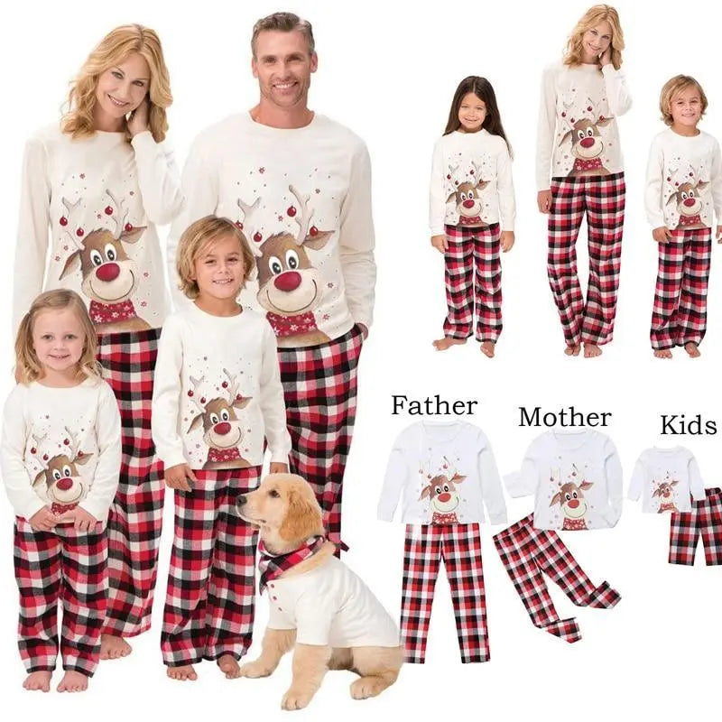 Family Matching Christmas Pajamas – Cotton Print Sets for Mom, Dad & Kids