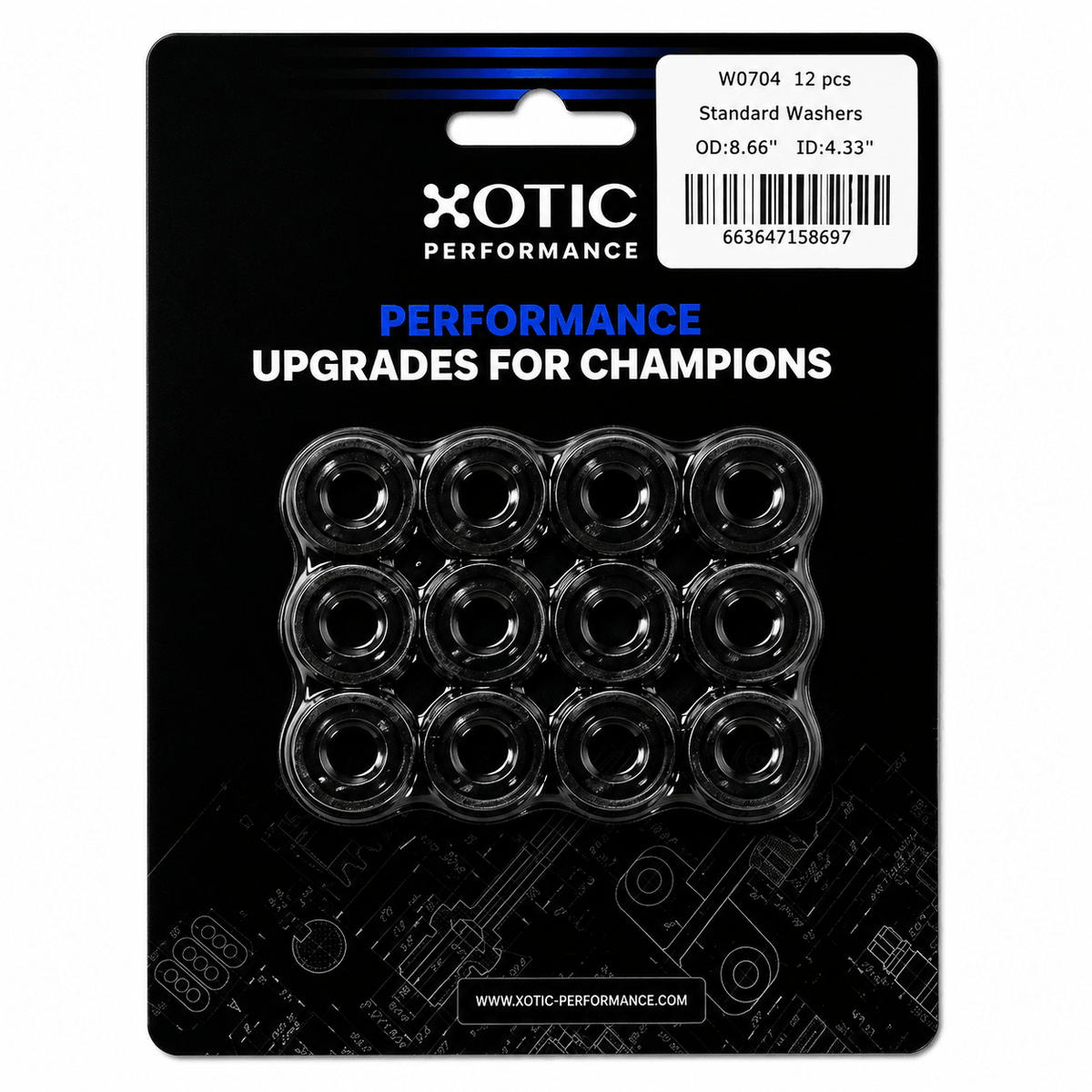 Standard Washer 0.44" ID, 0.88" OD, 0.120" Thickness x 12 pcs