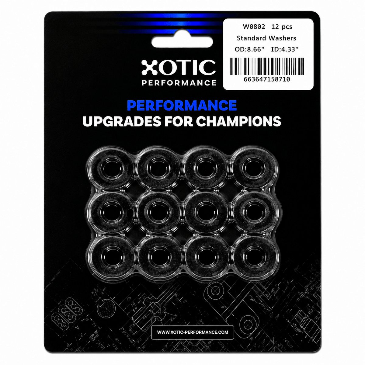 Standard Washer 0.44" ID, 0.88" OD, 0.120" Thickness x 12 pcs