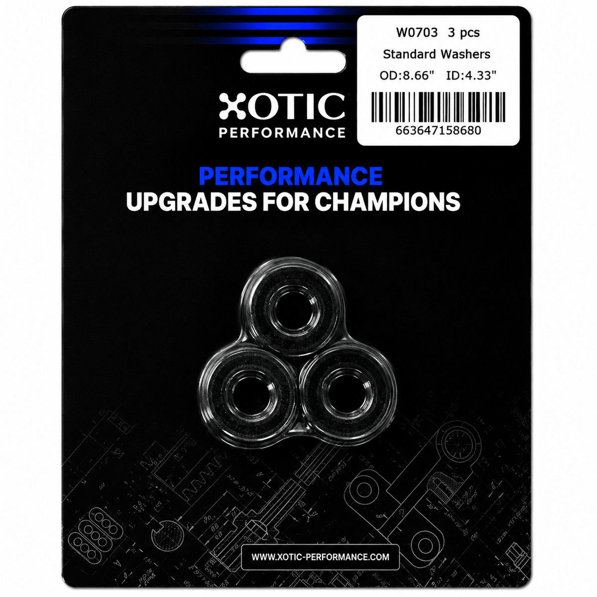 Standard Washer 0.44" ID, 0.88" OD, 0.120" Thickness x 3 pcs