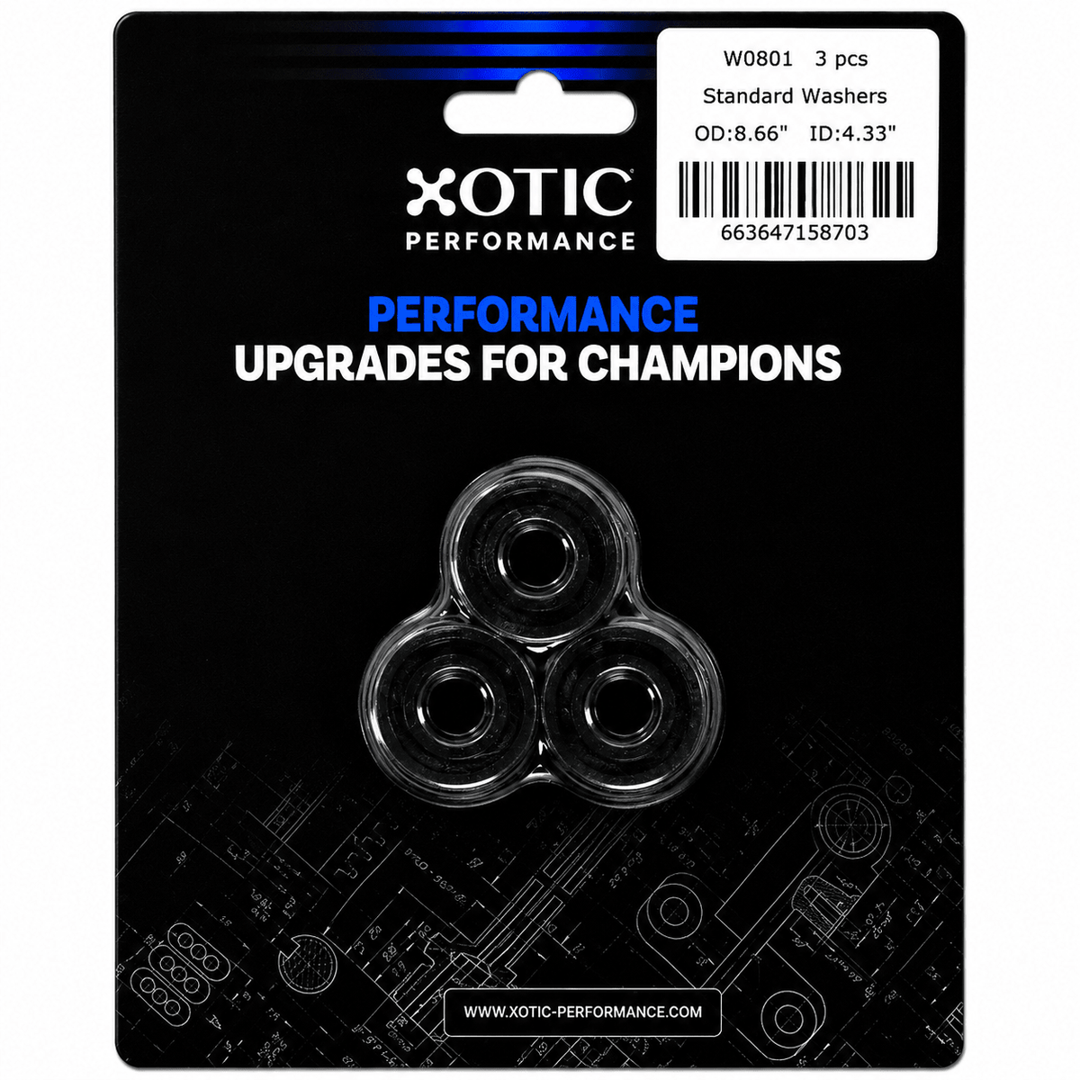 Standard Washer 0.44" ID, 0.88" OD, 0.120" Thickness x 3 pcs