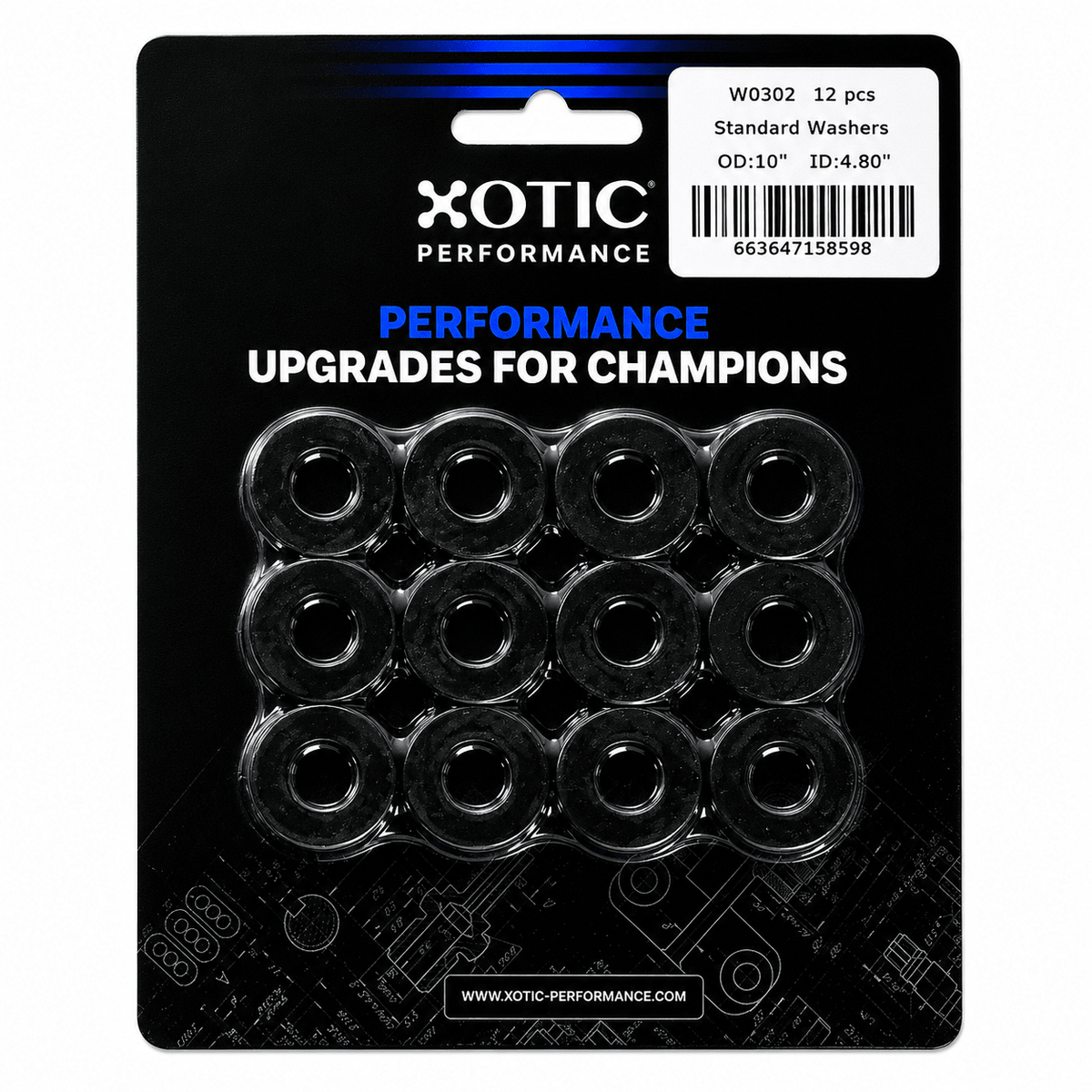 Standard Washer 0.472" ID, 0.995" OD, 0.120" Thickness x 12 pcs