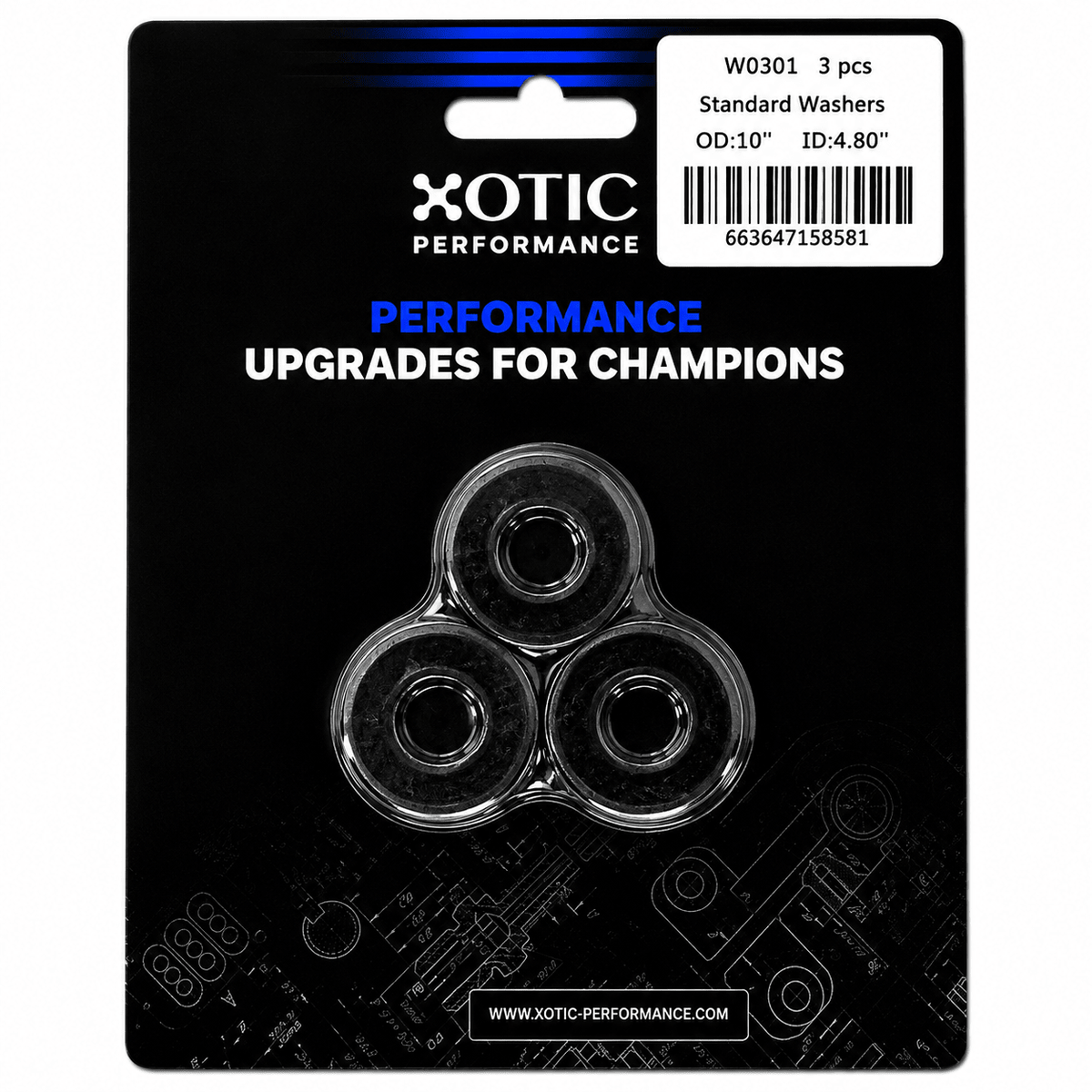 Standard Washer 0.472" ID, 0.995" OD, 0.120" Thickness x 3 pcs