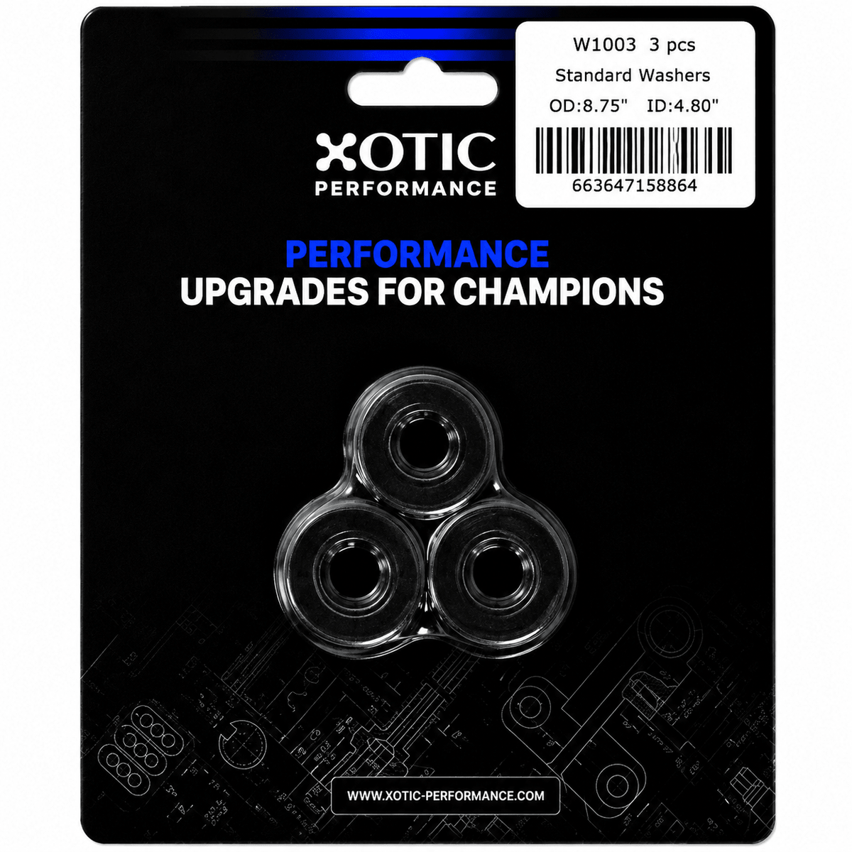 Standard Washer 0.50" ID, 0.88" OD, 0.120" Thickness x 3 pcs