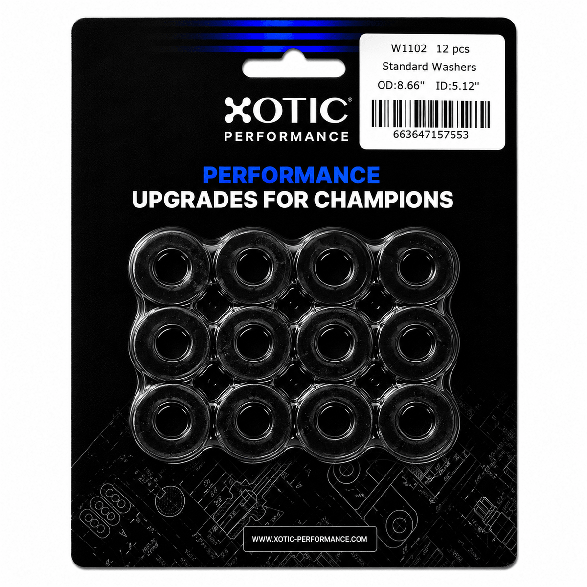 Standard Washer 0.87" ID, 0.51" OD, 0.120" Thickness x 12 pcs