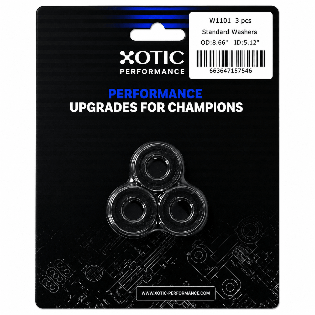 Standard Washer 0.87" ID, 0.51" OD, 0.120" Thickness x 3 pcs