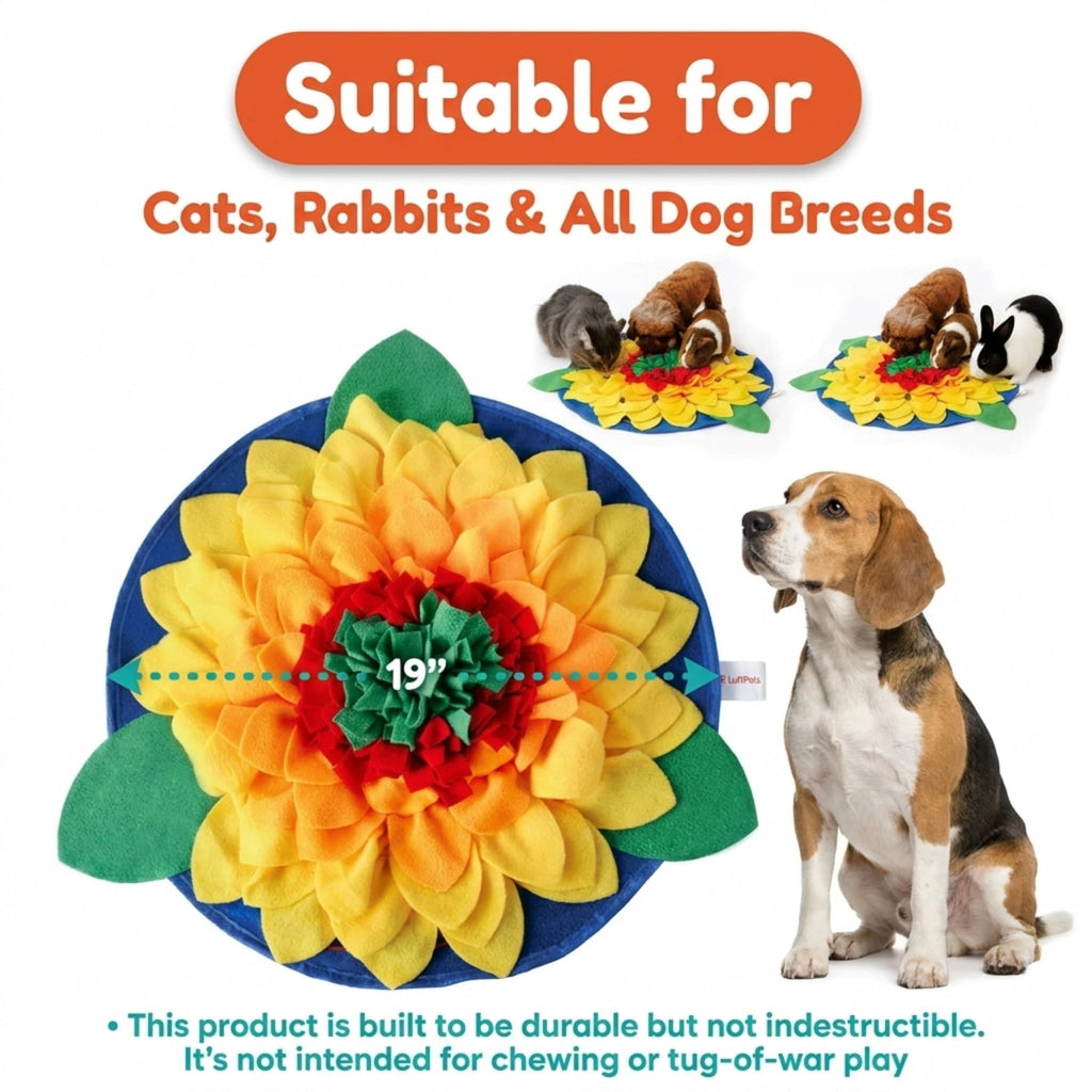 Sunflowerz Snuffle Mat—Soft & Washable- For Dogs, Cats & Rabbits
