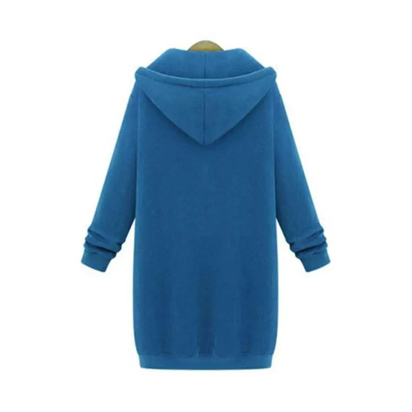 Casual Long Zippered Hooded Jacket