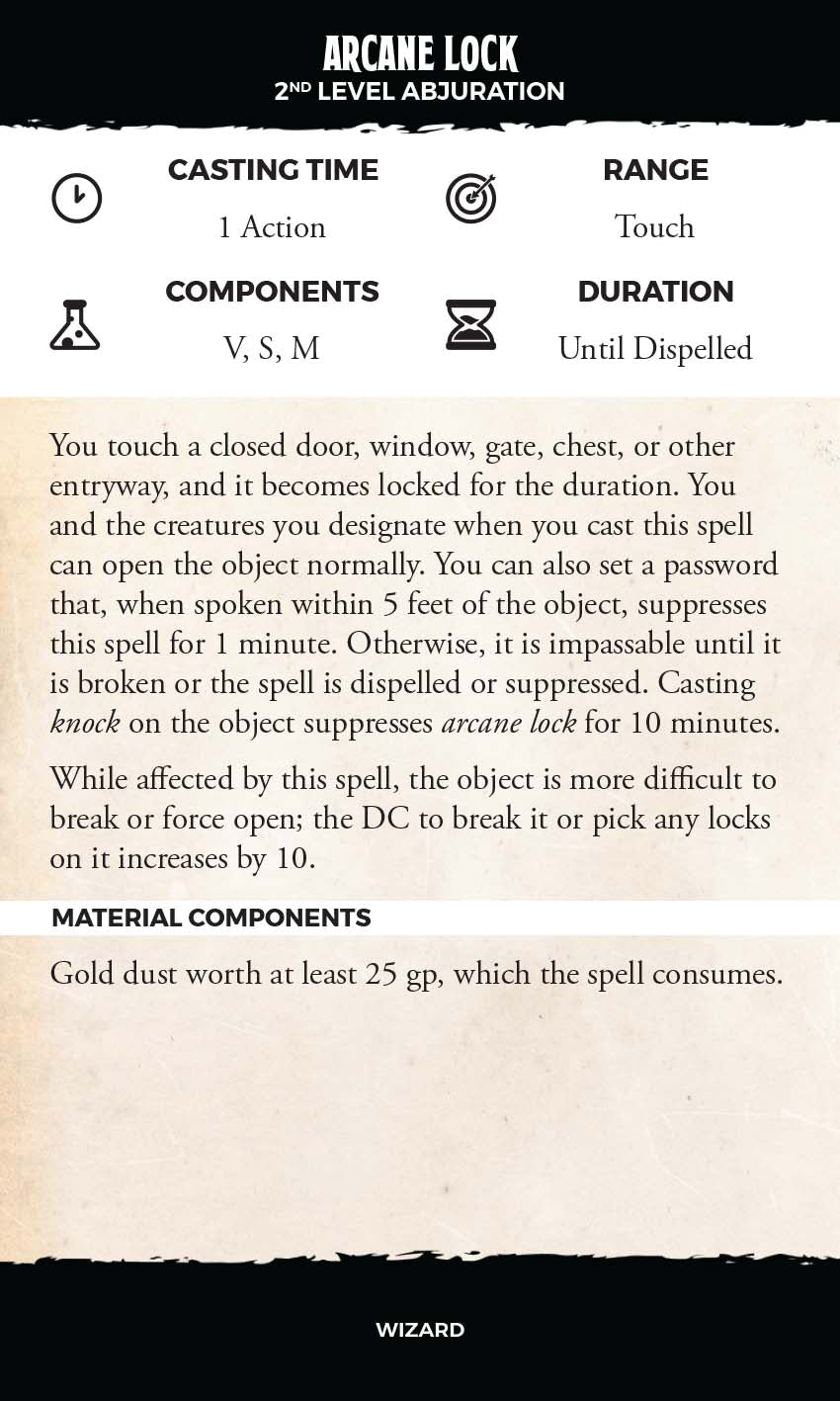 Animated Spells: Level 2, A-H - 5e 2014 D&D (Reference Cards)