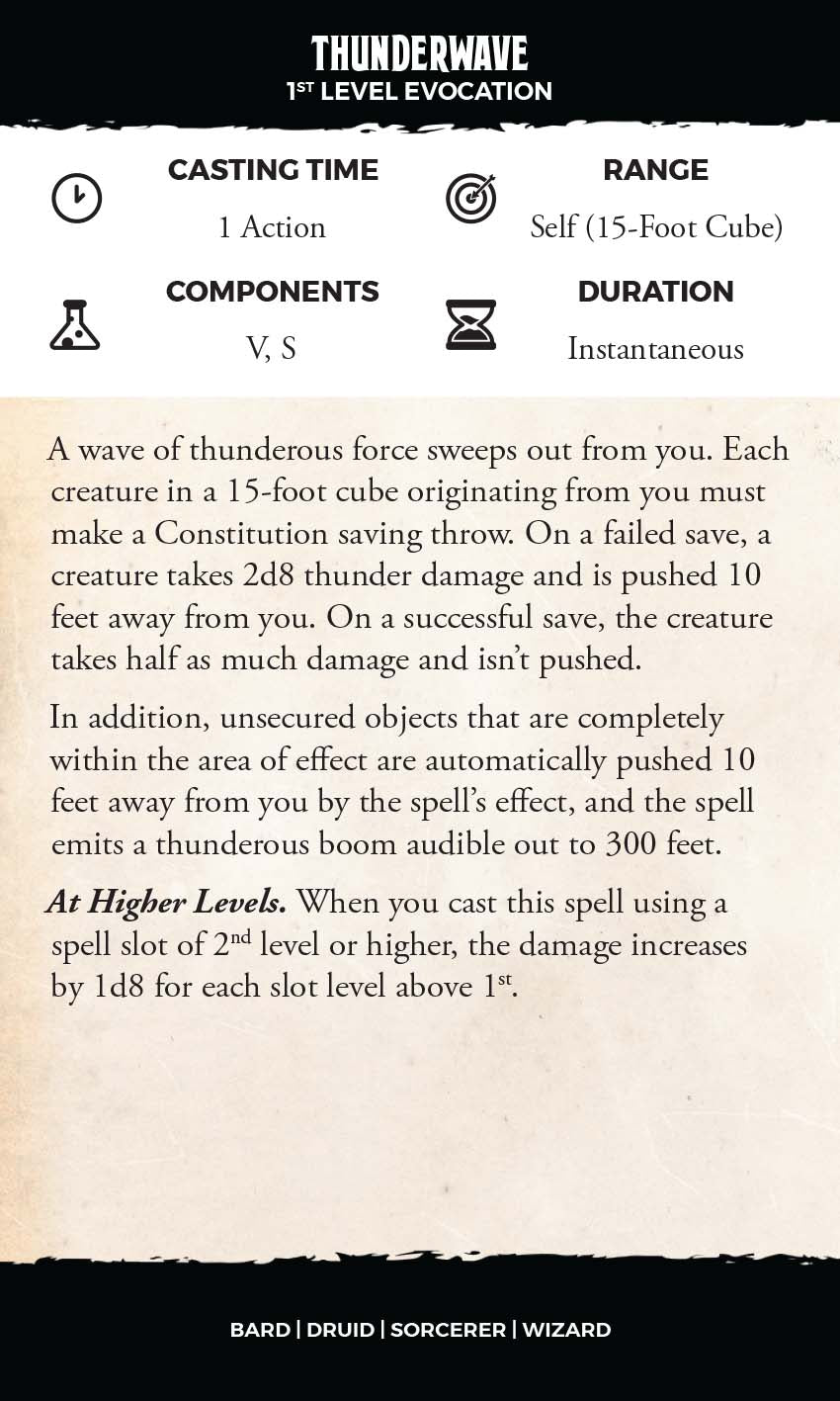 Animated Spells: Level 1, G-Z - 5e 2014 D&D (Reference Cards)