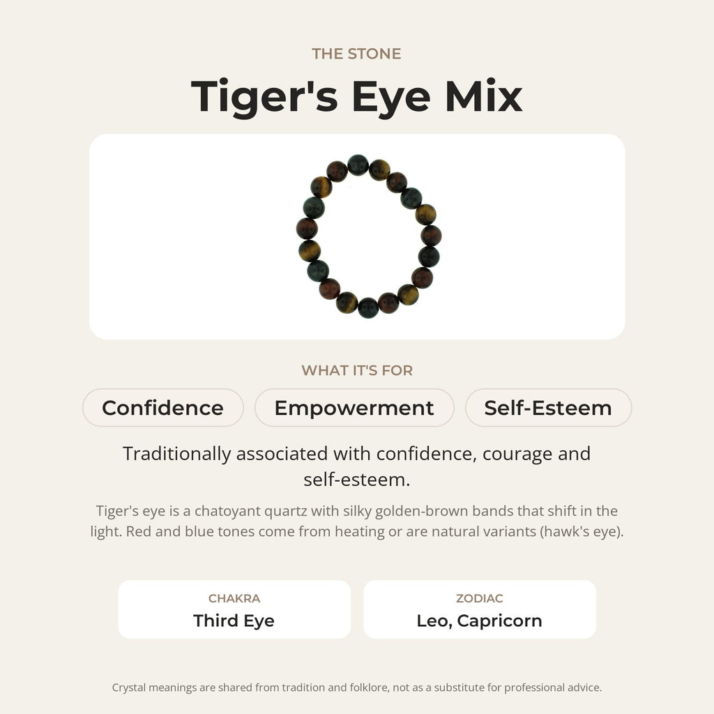 Tiger Eye Mix Round Bracelet - 10mm