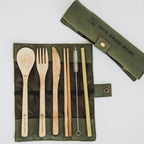 Travel Bamboo Utensil Set With Pouch