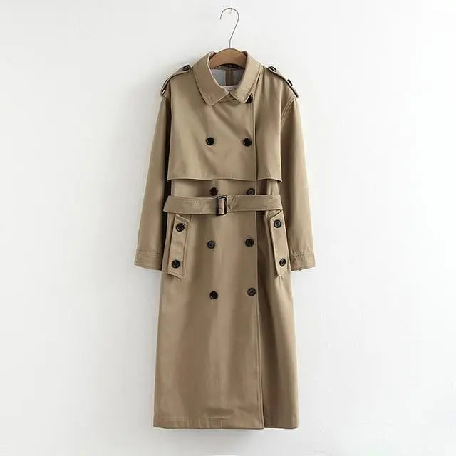 chic epaulet design long trench coat