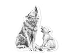 Wolf howling with cub - Sticker