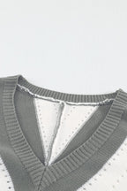 Zipper V-Neck Striped Printed Long Sleeve T-Shirt